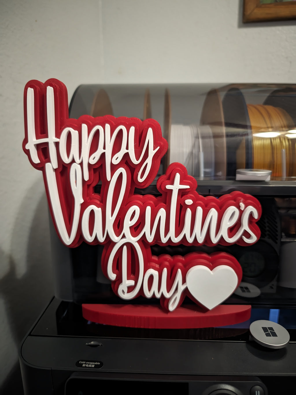 3D Layers "Happy Valentine’s Day" Standing Decor – Modern Script Holiday Sign