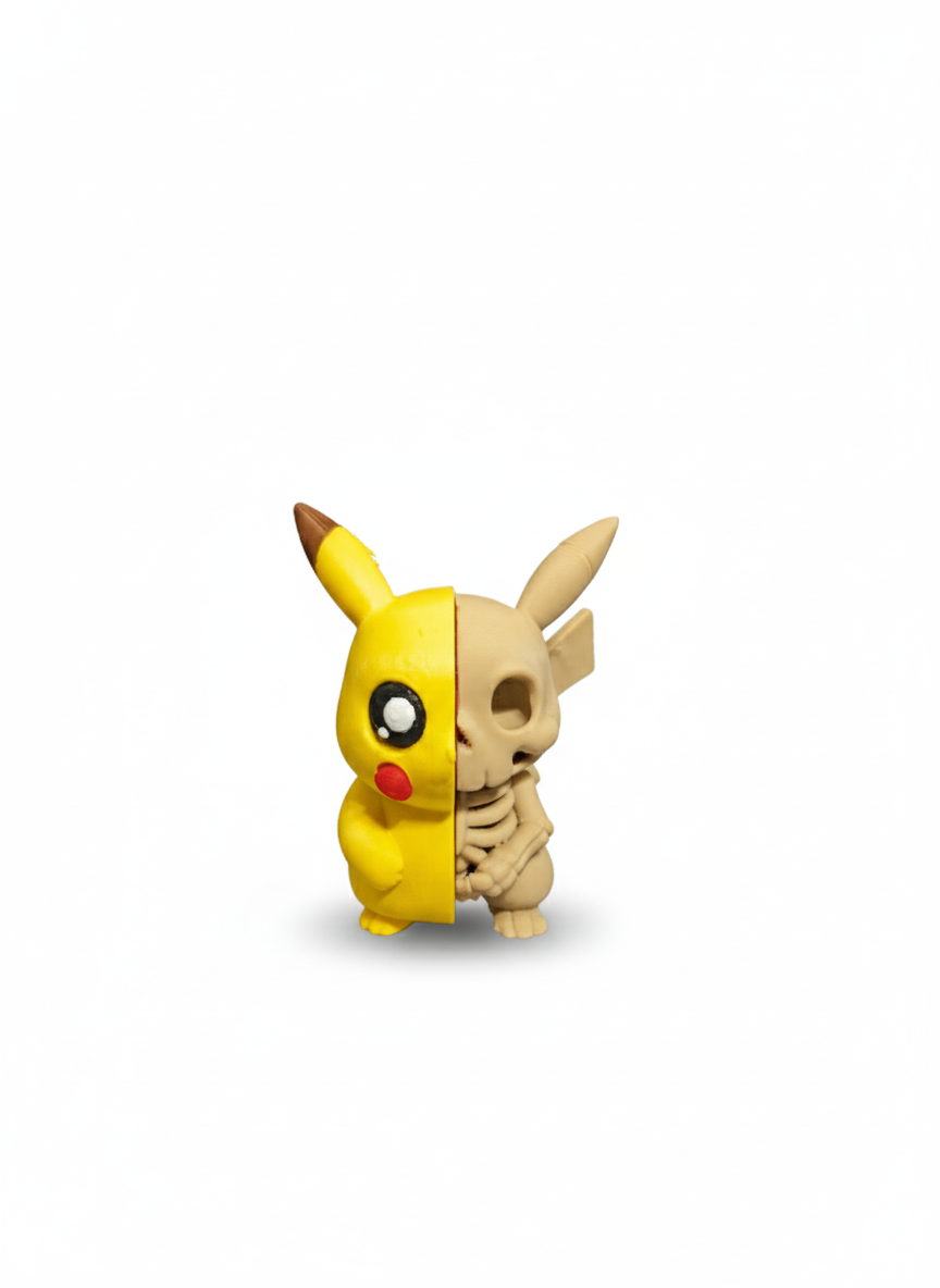 Half Pikachu Half Skeleton Figurine – Creepy Cute Pokémon-Inspired Collectible